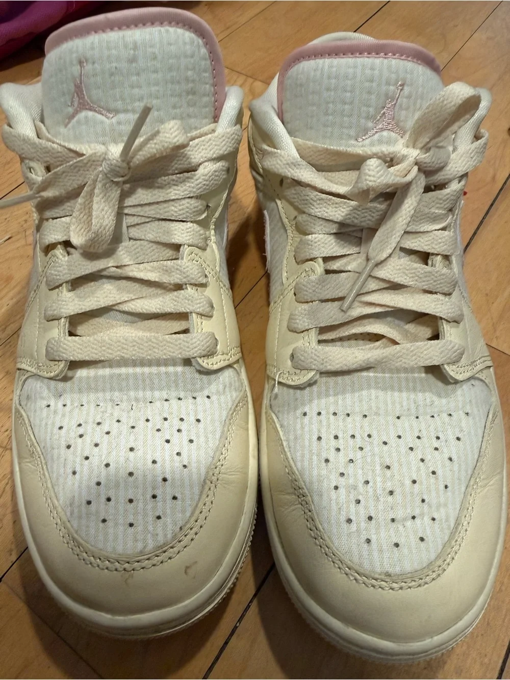 Air Jordan 1 Low SE Cream and Light Pink Low-Top Sneaker